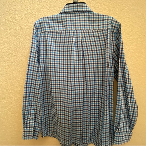 Boys’ Blue Plaid Cotton Vinyard Vines Whale Shirt button down - Picture 4 of 5